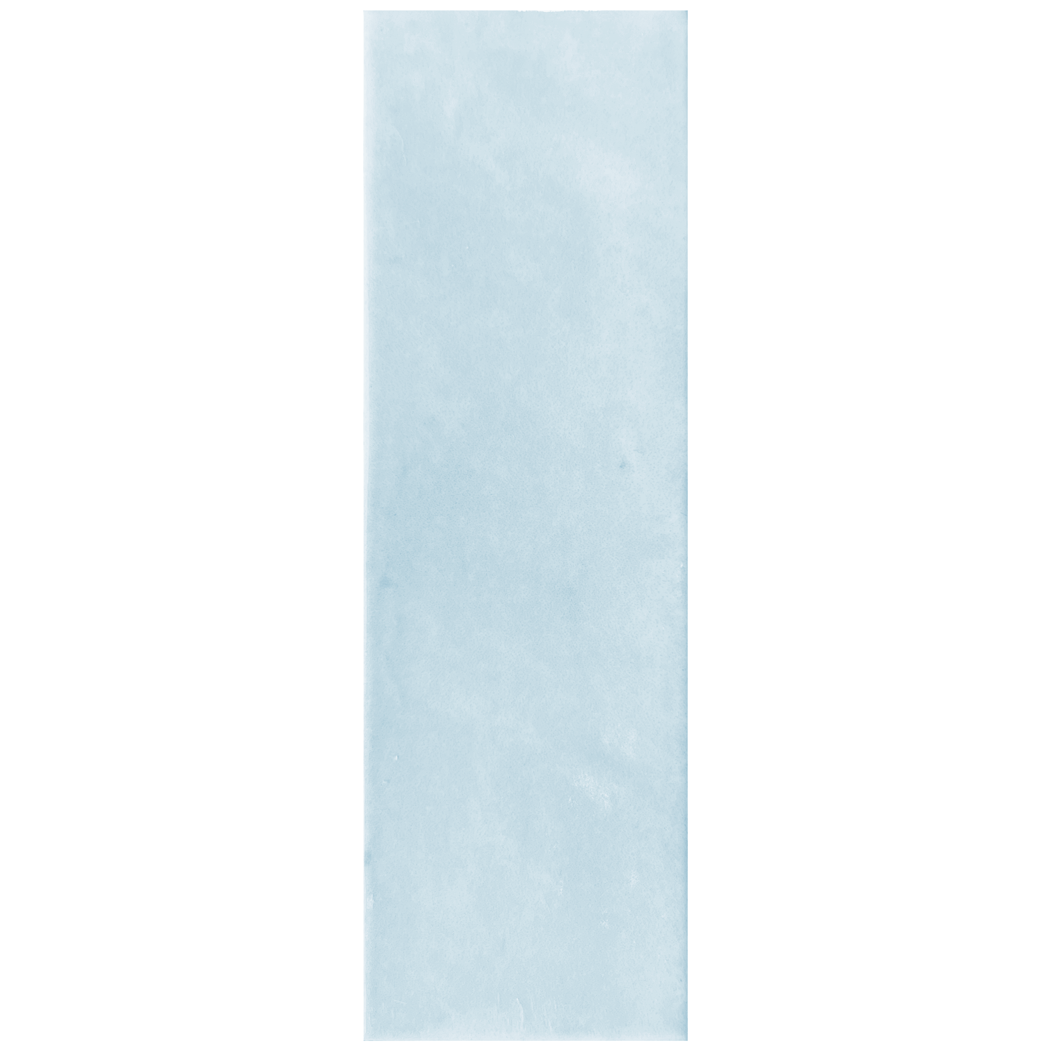Candy 2x6" porcelain tile in a soft blue color, featuring a glossy, textured surface ideal for elegant spaces.