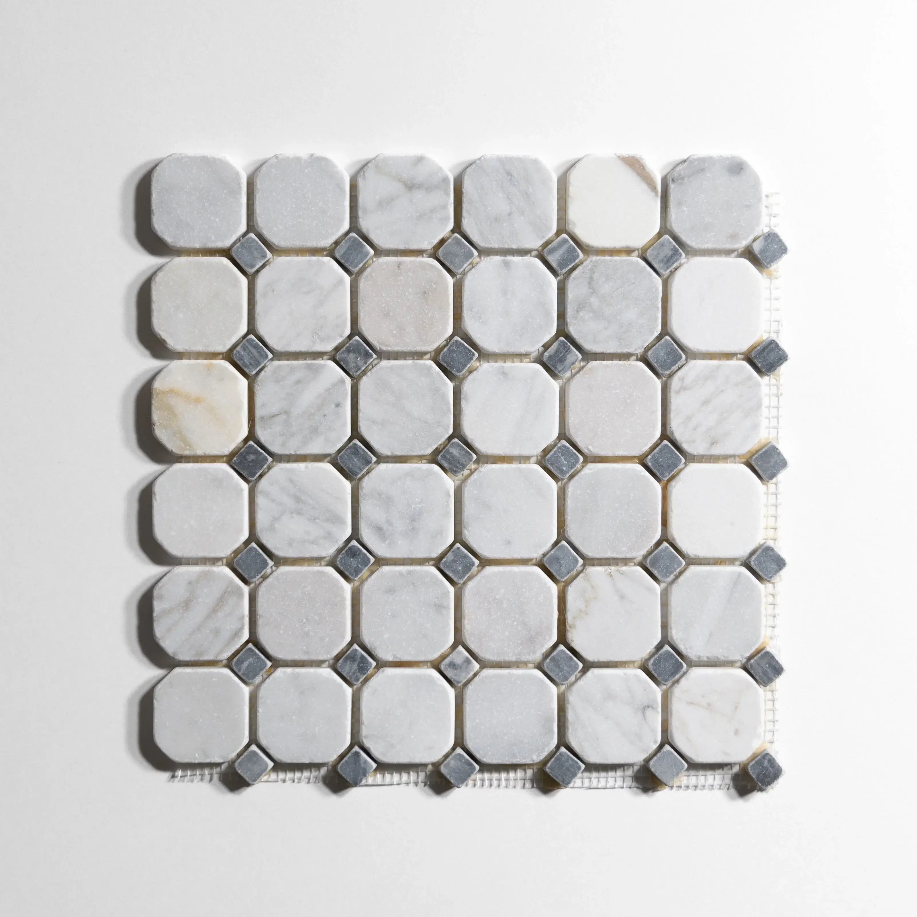 Antique Carrara / Bardiglio Octagon Mosaic Marble Tile