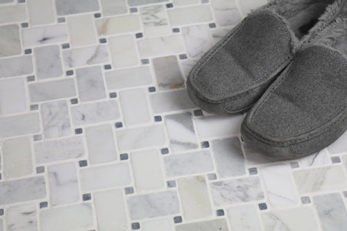 Antique Carrara Tumbled Basketweave Mosaic Marble Tile