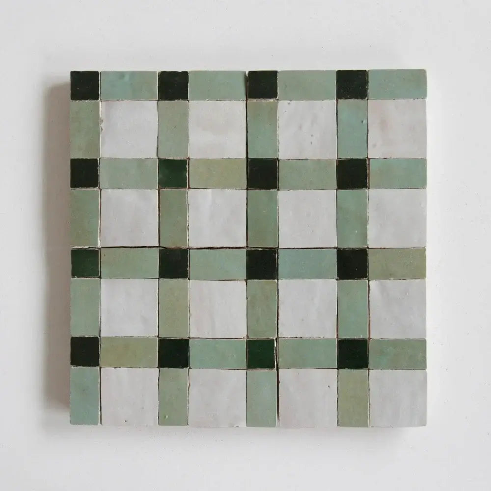 Dust, Avocado & Dark Green - Moroccan Zellige Weave Mosaic by Tilesofezra