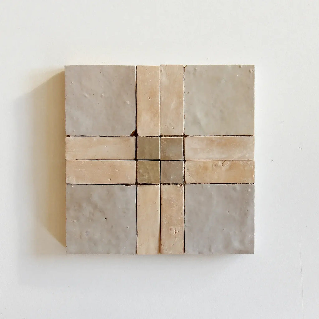 Latte, Oat & Clay- Moroccan Zellige Square Mosaic by Tilesofezra