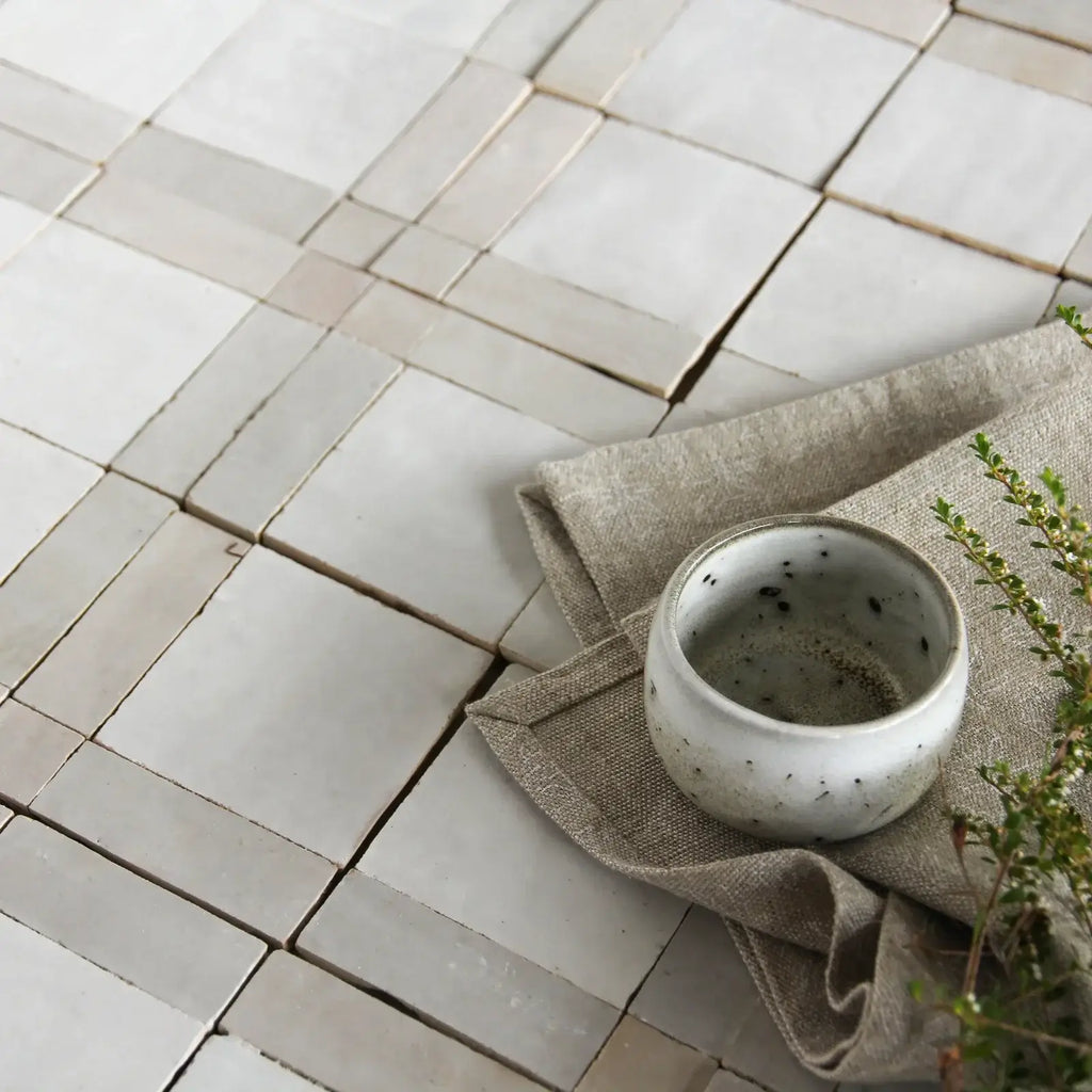 Snow & Dust - Moroccan Zellige Square Mosaic by Tilesofezra