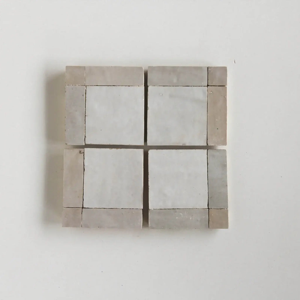 Snow & Dust - Moroccan Zellige Square Mosaic by Tilesofezra