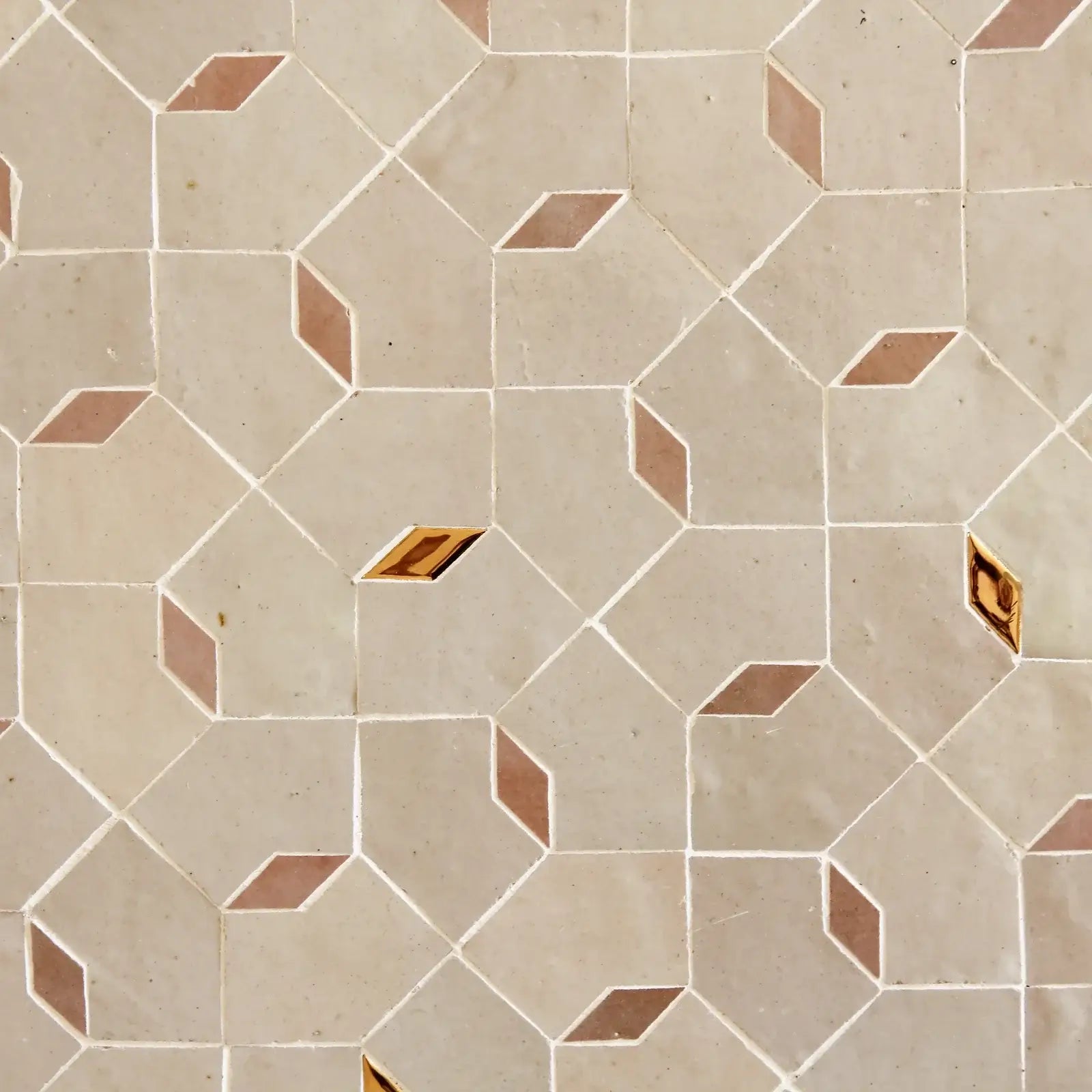 Dust, Moroccan Pink & Oro inserts - Moroccan Zellige Mosaic by Tilesofezra