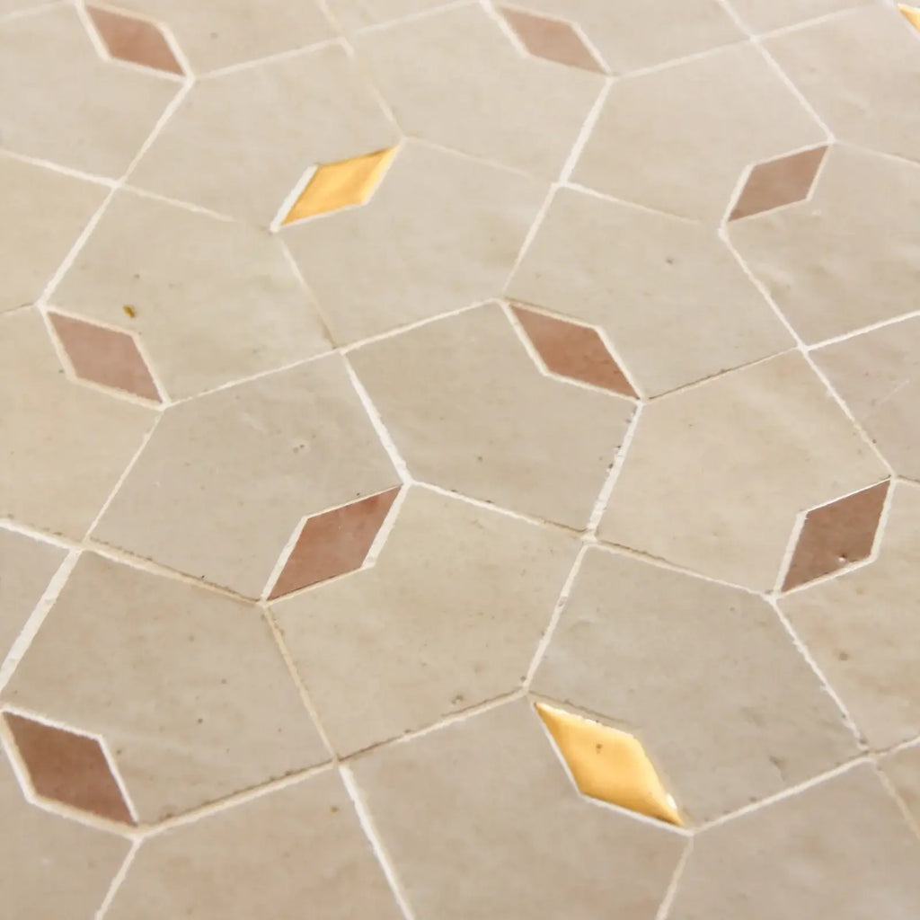 Dust, Moroccan Pink & Oro inserts - Moroccan Zellige Mosaic by Tilesofezra