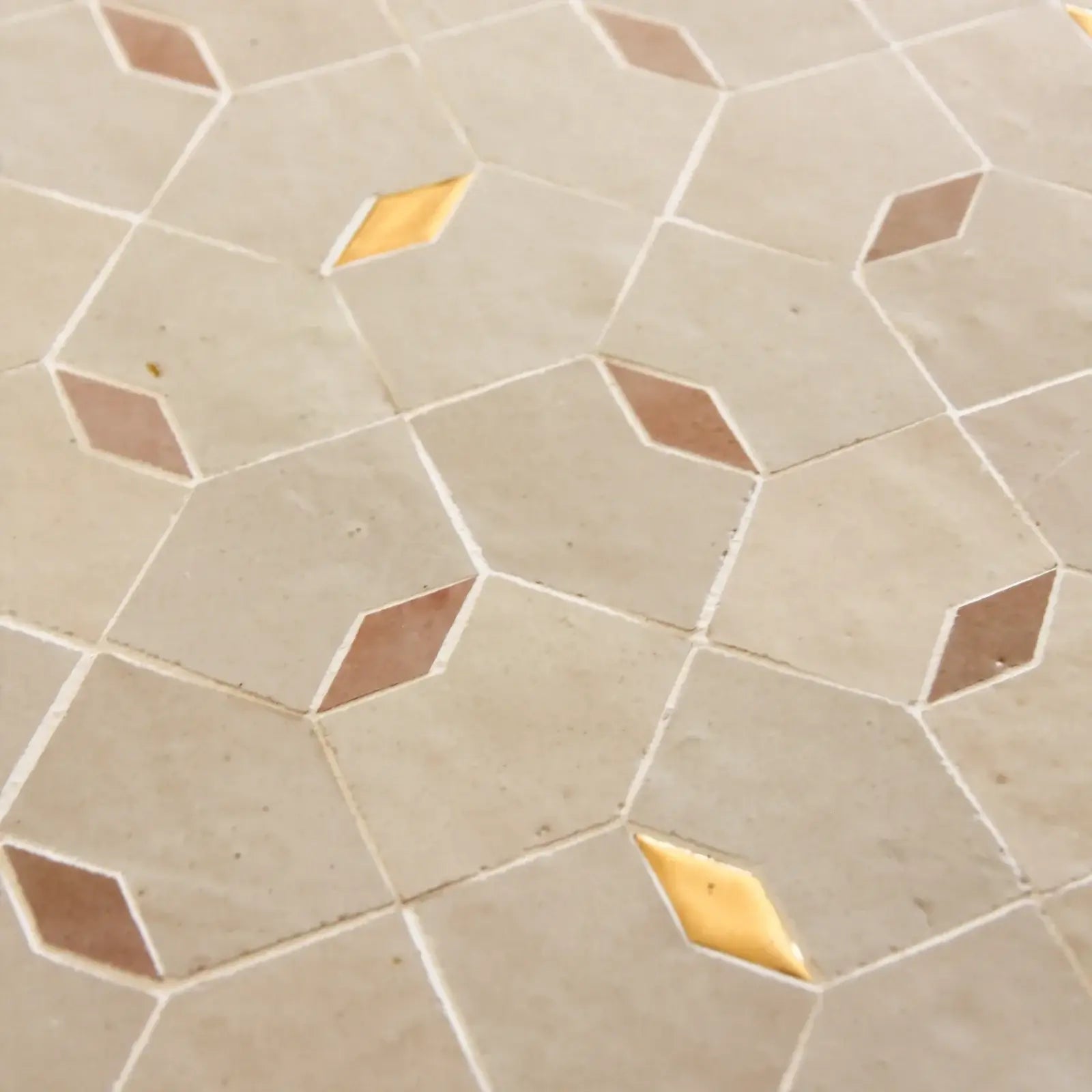 Dust, Moroccan Pink & Oro inserts - Moroccan Zellige Mosaic by Tilesofezra