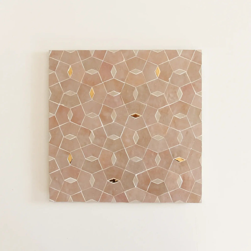 Moroccan Pink, Dust & Oro inserts - Moroccan Zellige Mosaic by Tilesofezra