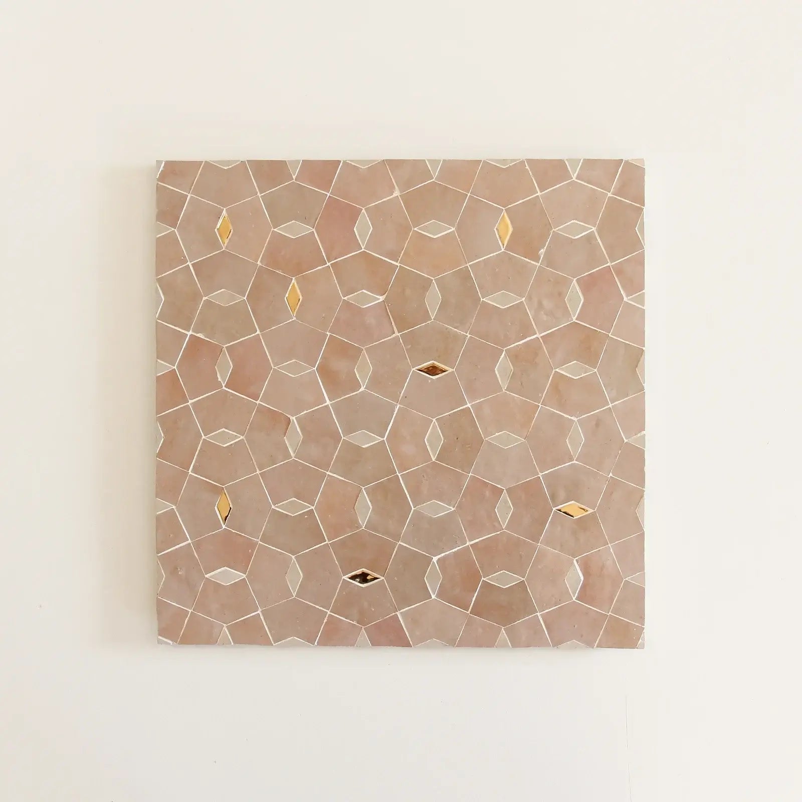 Moroccan Pink, Dust & Oro inserts - Moroccan Zellige Mosaic by Tilesofezra