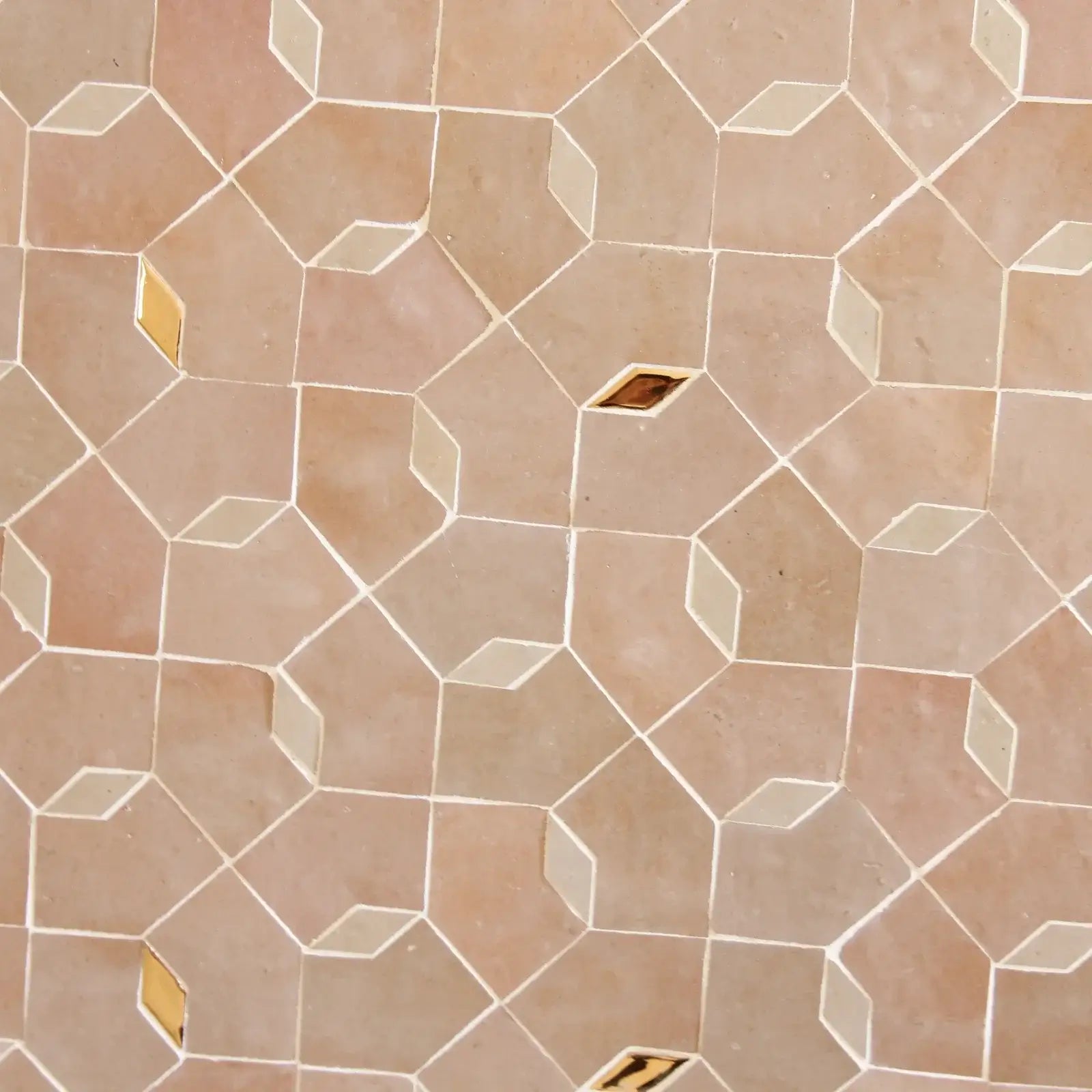 Moroccan Pink, Dust & Oro inserts - Moroccan Zellige Mosaic by Tilesofezra