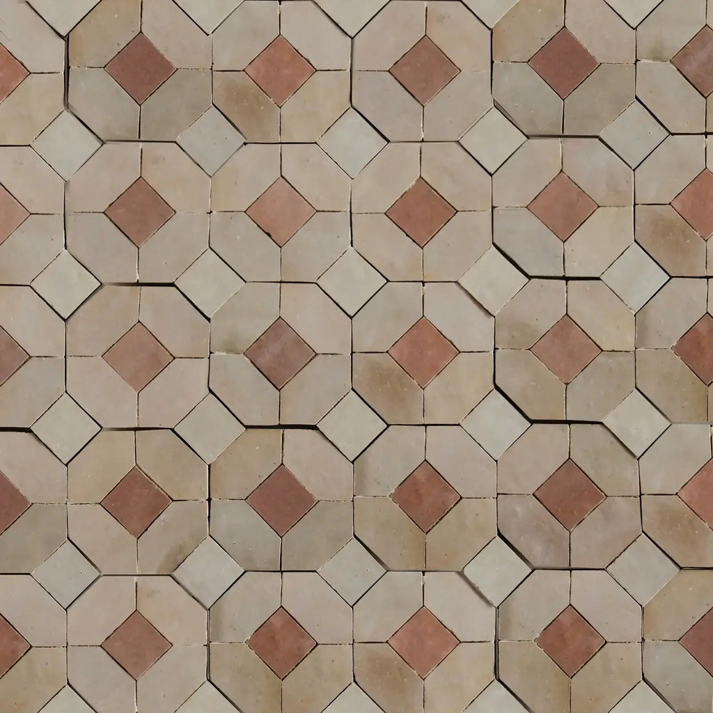 Moroccan Pink, Latte, Dust & Oat - Moroccan Zellige Mosaic by Tilesofezra