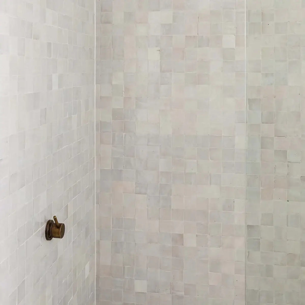 Snow - Moroccan Zellige Stars Mosaic by Tilesofezra