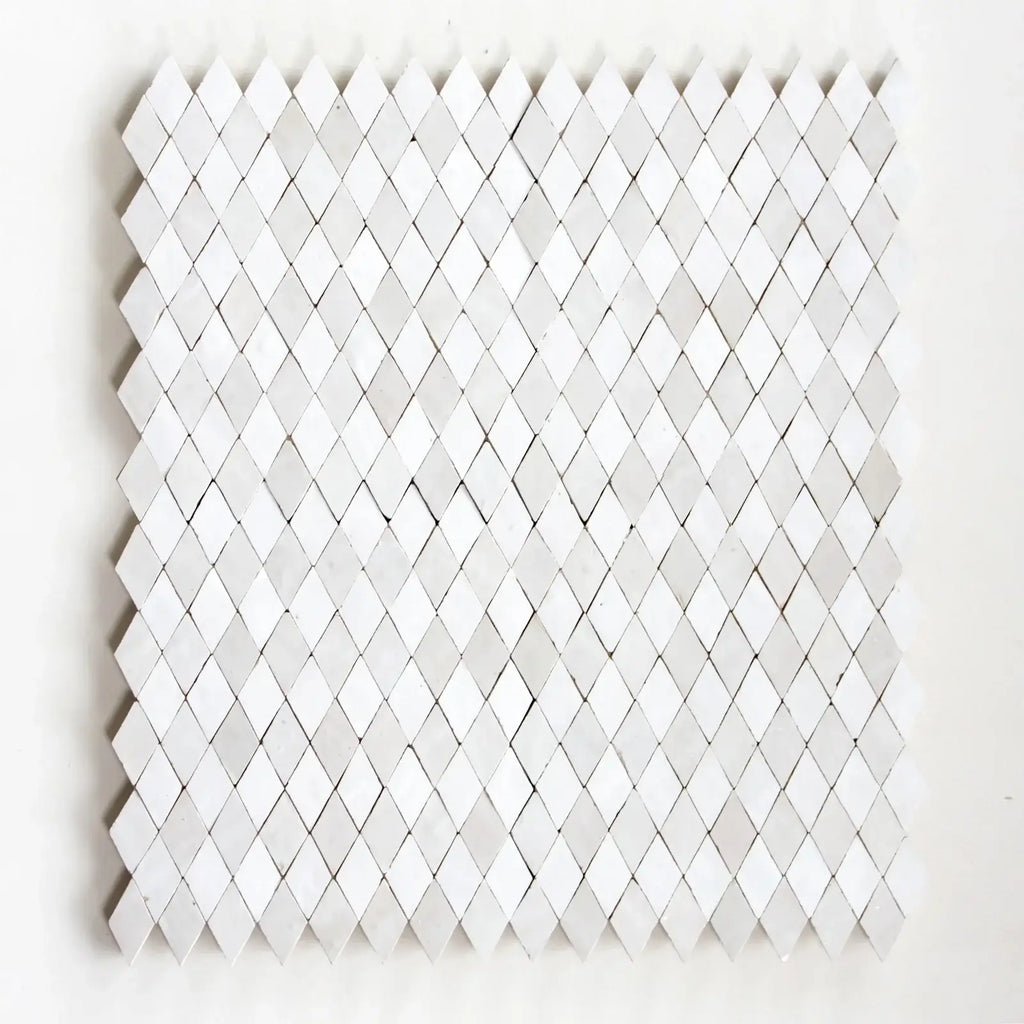 Snow & Dust - Moroccan Zellige Diamond Mosaic by Tilesofezra