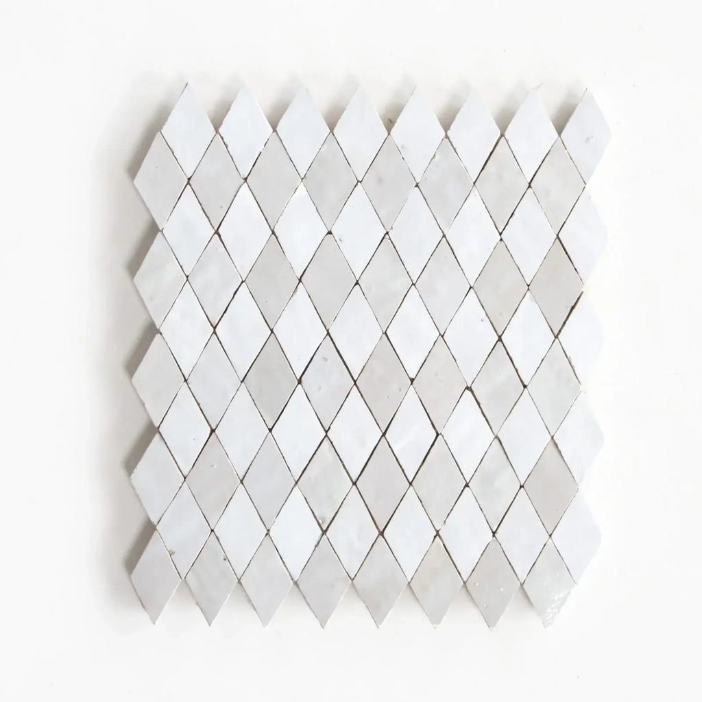 Snow & Dust - Moroccan Zellige Diamond Mosaic by Tilesofezra