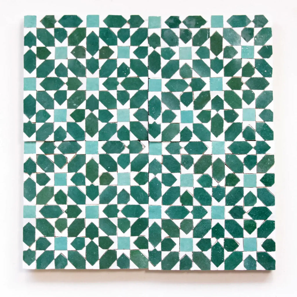 Snow, Forest & Poseidon - Moroccan Zellige Mosaic by Tilesofezra