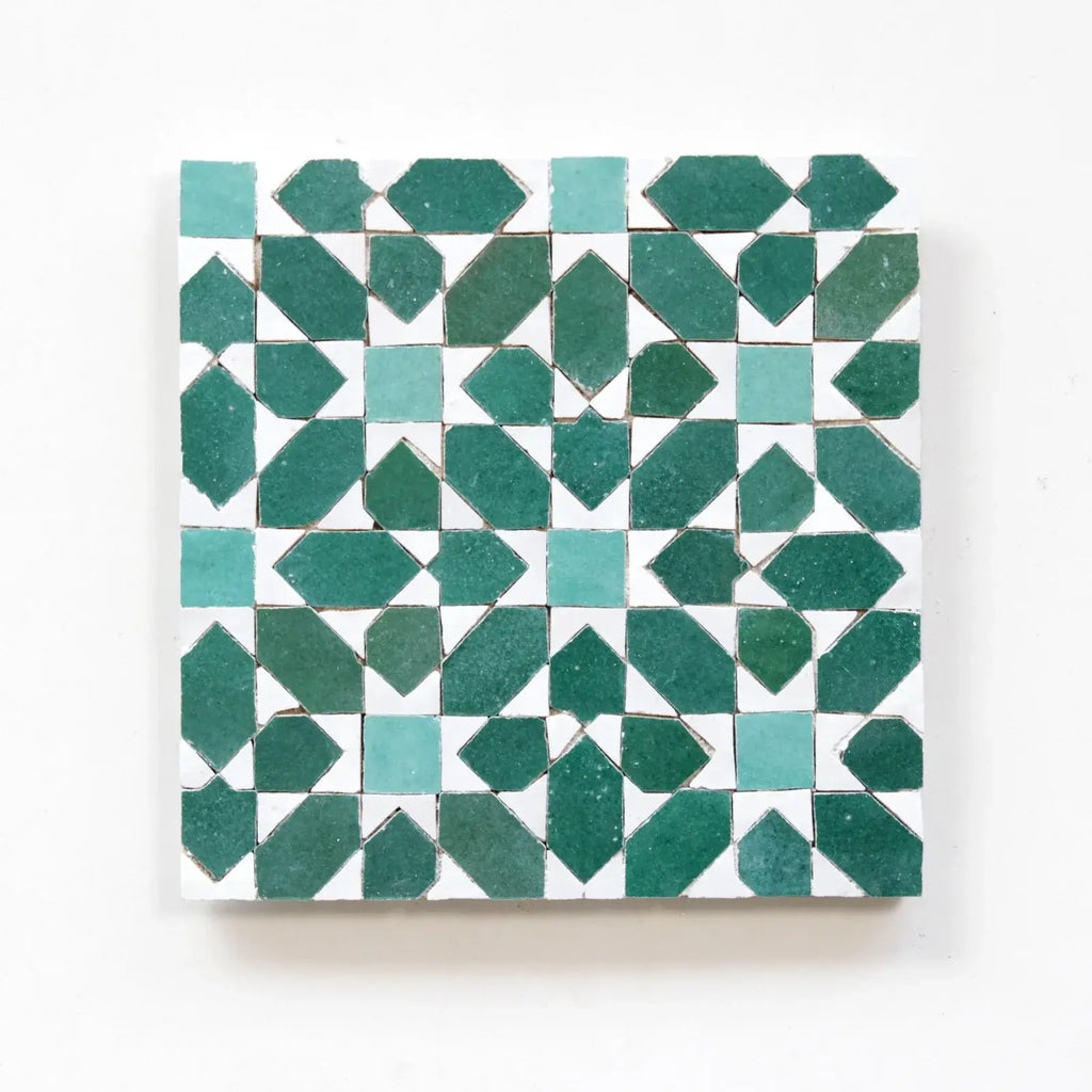 Snow, Forest & Poseidon - Moroccan Zellige Mosaic by Tilesofezra