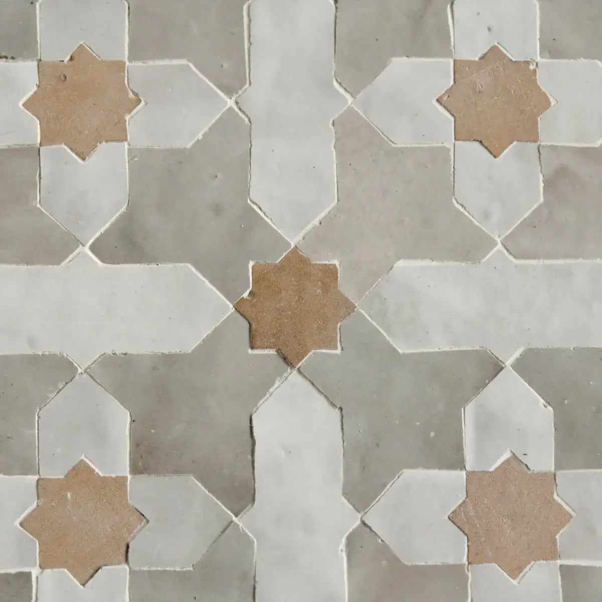 Snow, Clay & Dust- Moroccan Zellige Crosses Mosaic by Tilesofezra