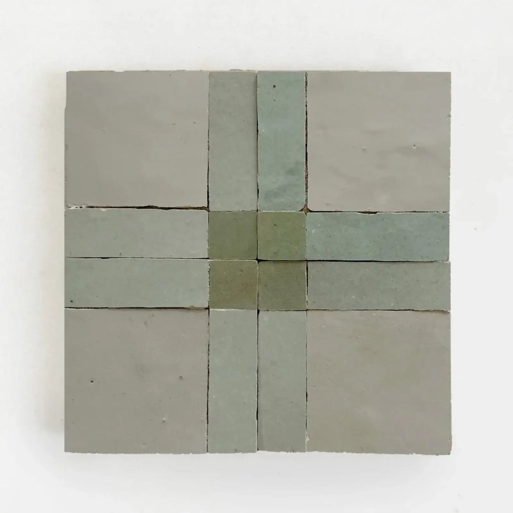 Moss, Avocado & Chameleon - Moroccan Zellige Square Mosaic by Tilesofezra