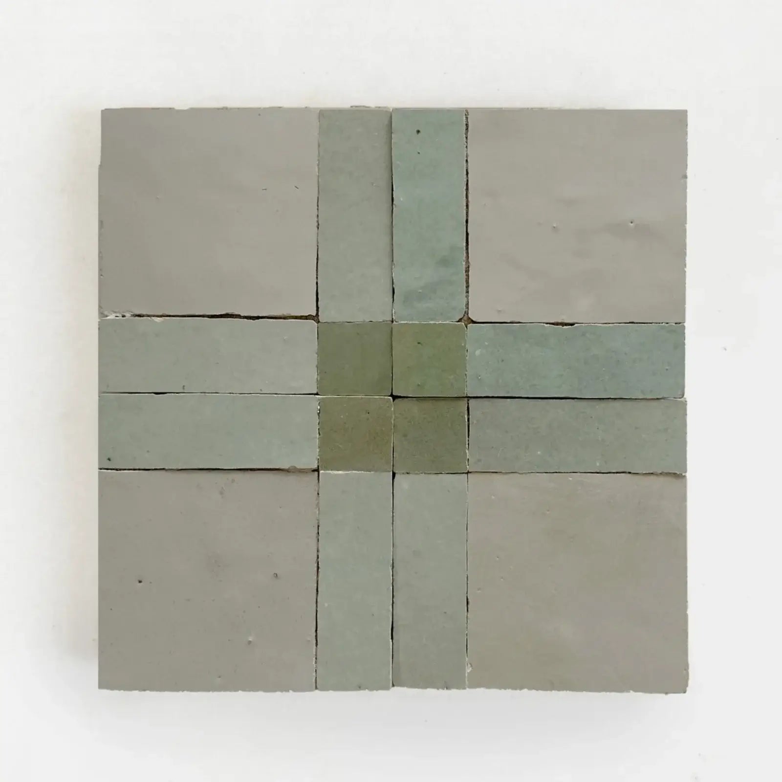 Moss, Avocado & Chameleon - Moroccan Zellige Square Mosaic by Tilesofezra