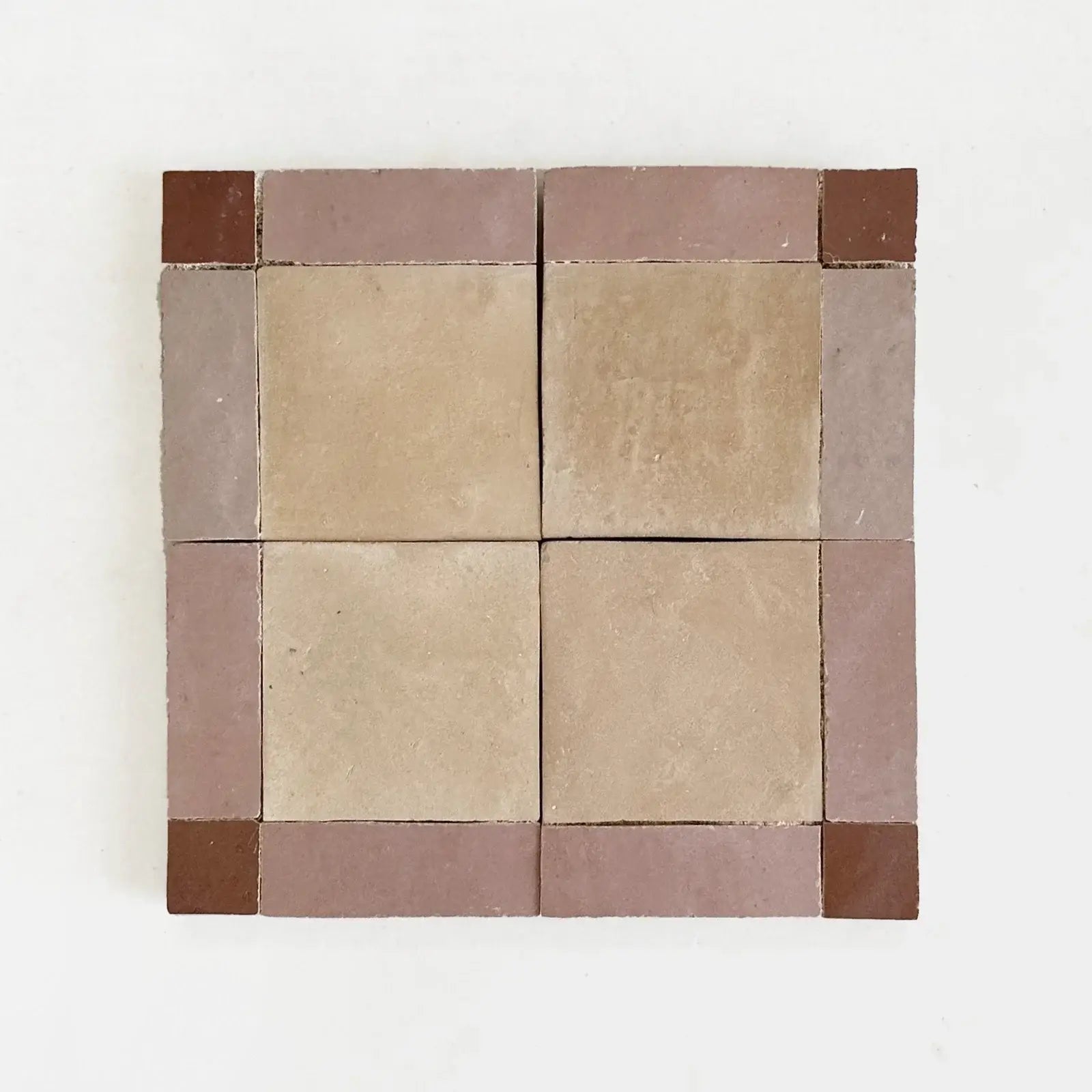 Clay, Moroccan Pink & Rust - Moroccan Zellige Square Mosaic by Tilesofezra