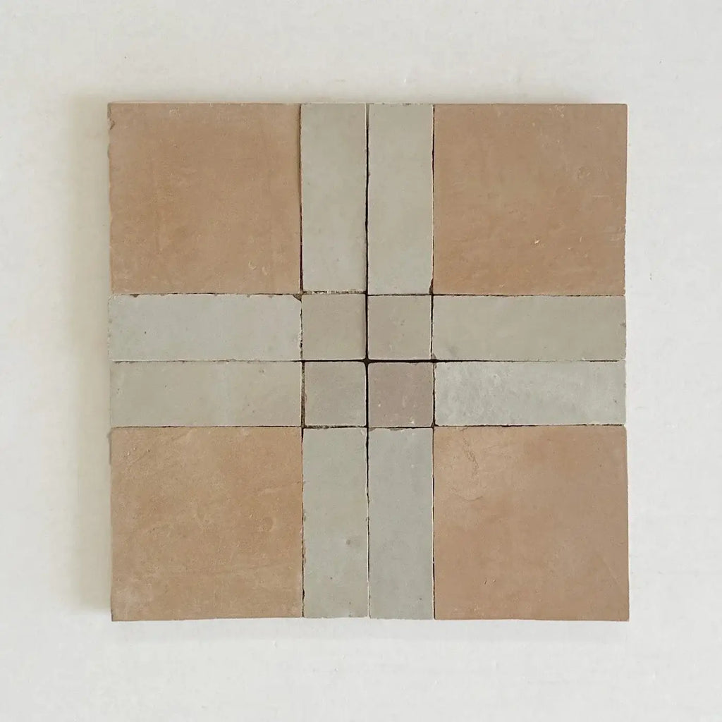 Clay, Oat & Dust - Moroccan Zellige Square Mosaic by Tilesofezra