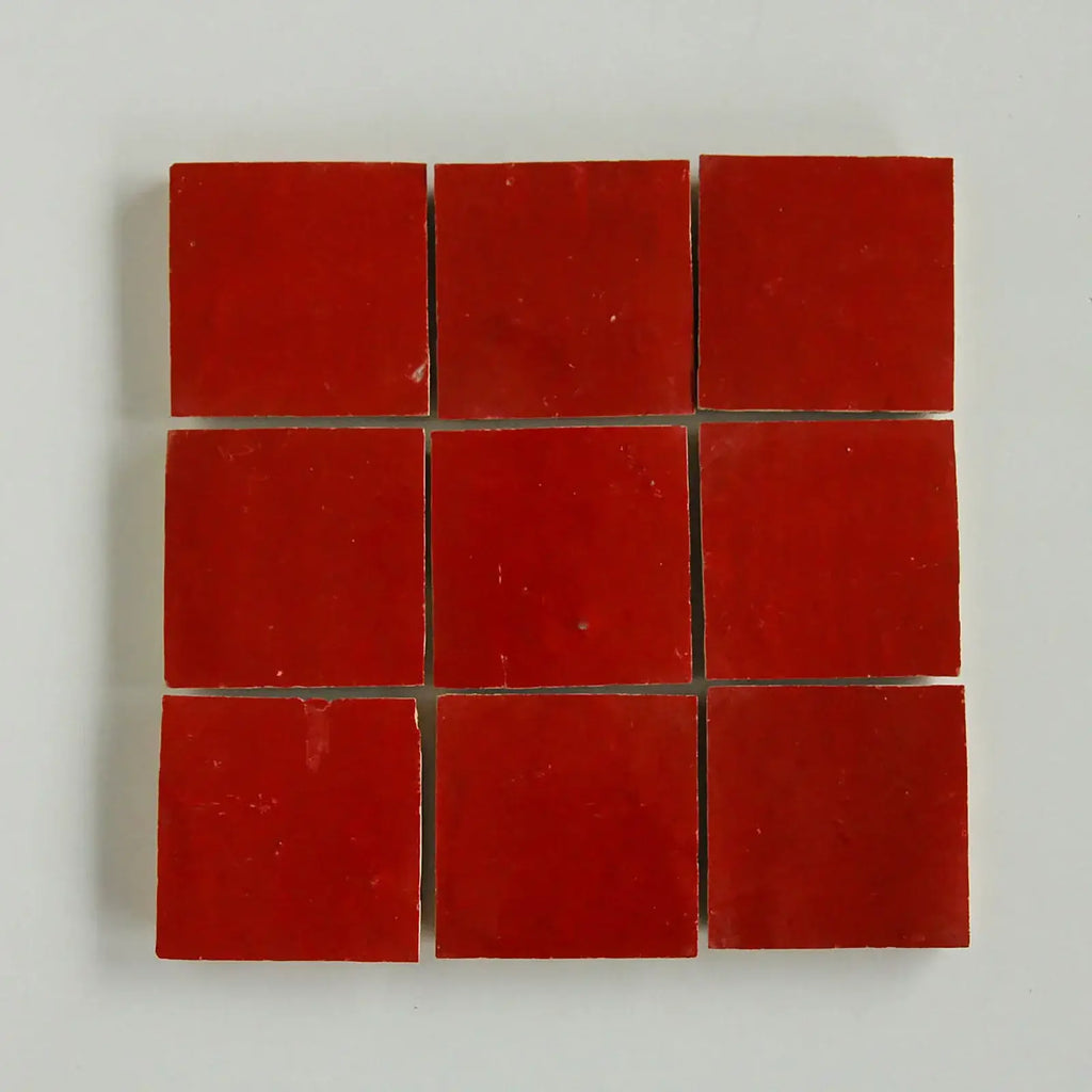 Jungle Red Zellige 4"x4" by Tilesofezra