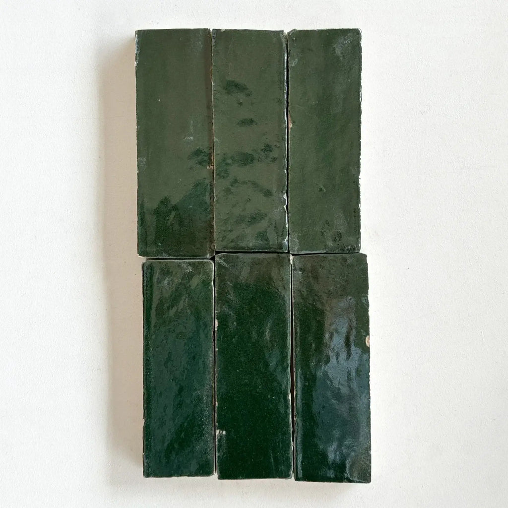 Thin Dark Green Bejmat 6"x2" by Tilesofezra