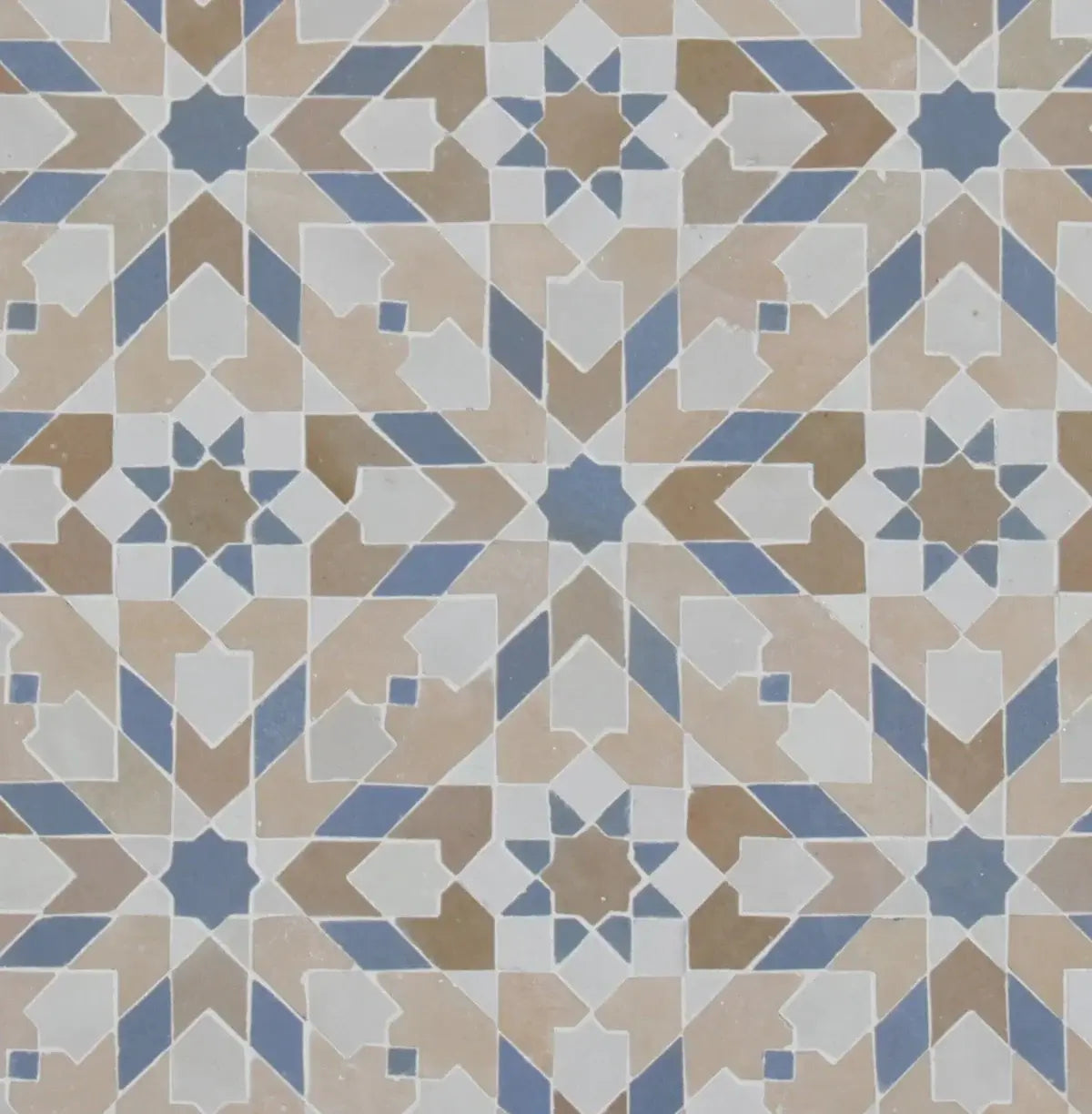 Clear Sky, Latte, Snow & Clay - Moroccan Zellige Snowflake Mosaic by Tilesofezra