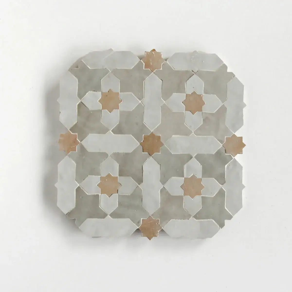 Snow, Clay & Dust- Moroccan Zellige Crosses Mosaic by Tilesofezra