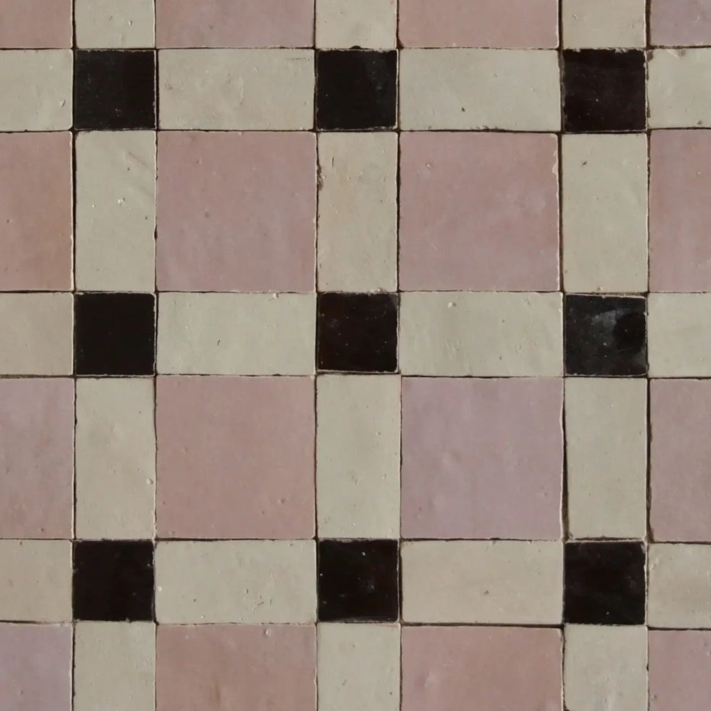 Clay, Chocolate and Moroccan Pink - Moroccan Zellige Weave Mosaic by Tilesofezra