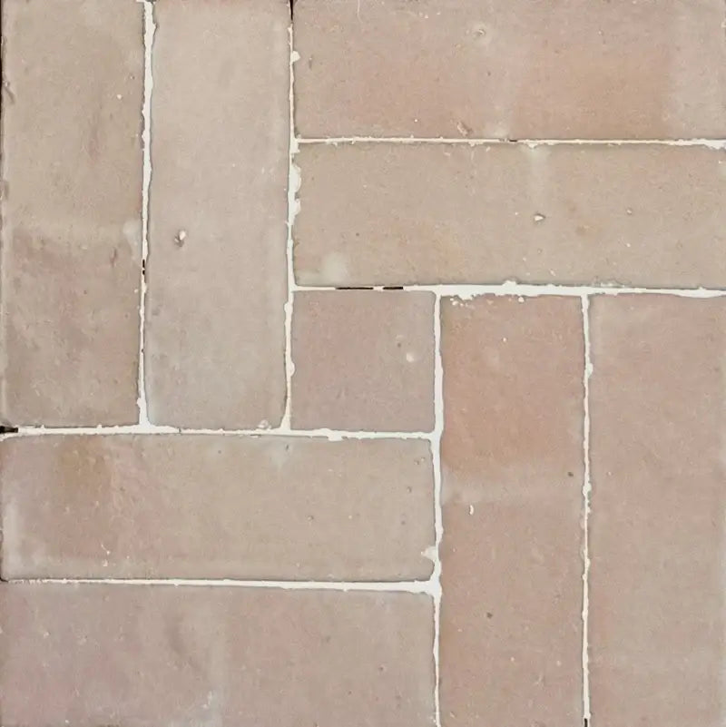 Moroccan Pink Bejmat & Moroccan Pink - Moroccan Zellige Rectangle Square Mosaic by Tilesofezra