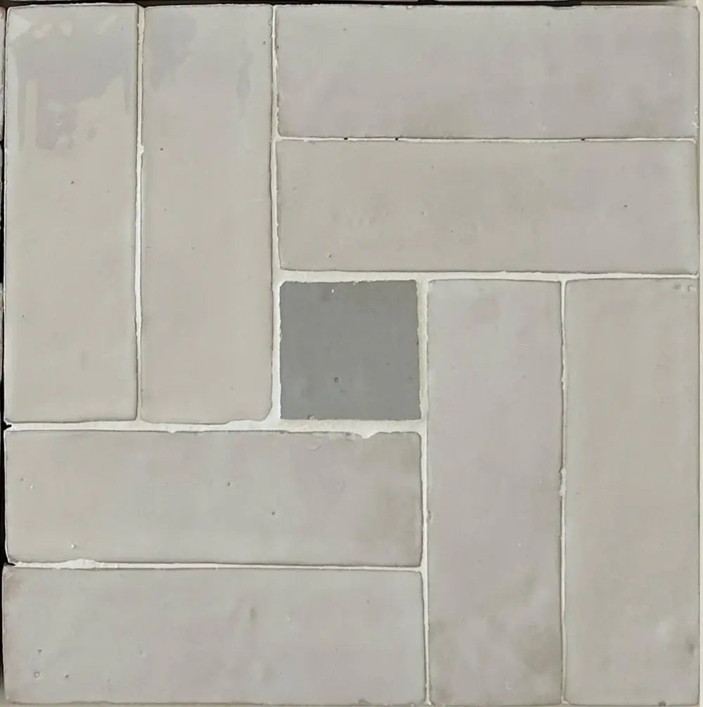 Dust Bejmat & Duck Egg Blue - Moroccan Zellige Rectangle Square Mosaic by Tilesofezra