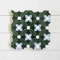 Snow, Blue Grass, Forest & Dark Green - Moroccan Zellige Crosses Mosaic by Tilesofezra