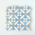 Snow, Clay & Blue Grass - Moroccan Zellige Crosses Mosaic by Tilesofezra