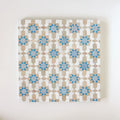 Snow, Clay, Teal & Ducke Egg Blue - Moroccan Zellige Flower Mosaic by Tilesofezra