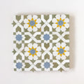 Snow, Avocado, Mustard & Blue Grass - Moroccan Zellige Flower Mosaic by Tilesofezra