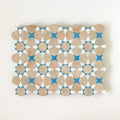 Snow, Clay & Teal - Moroccan Zellige Star & Flower Mosaic by Tilesofezra