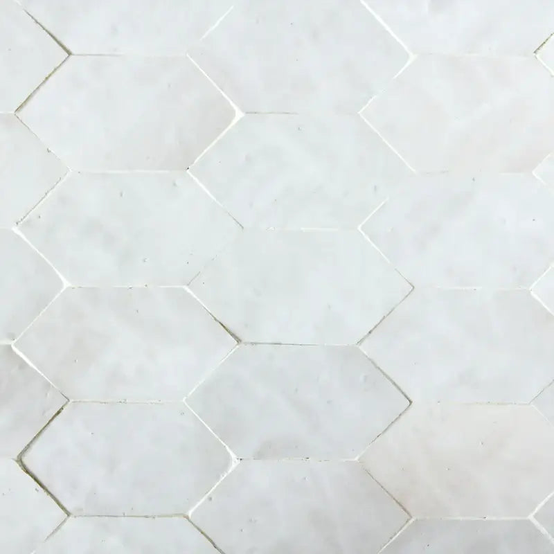 White - Moroccan Zellige Picket Mosaic 12.6"x11.2" Sheet by Tilesofezra