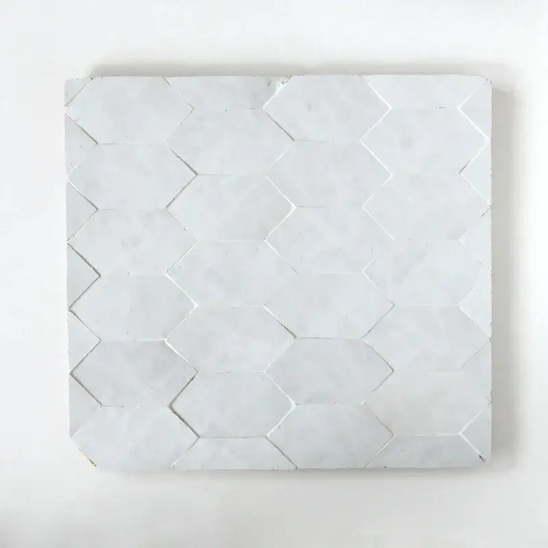 White - Moroccan Zellige Picket Mosaic 12.6"x11.2" Sheet by Tilesofezra