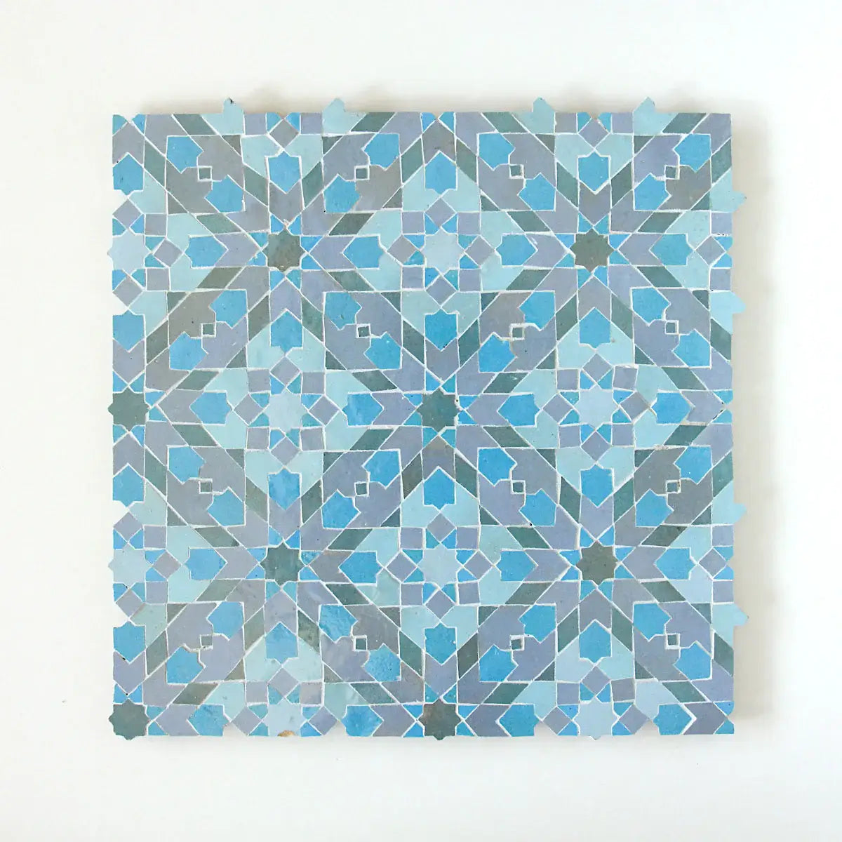 Forest, Teal, Clear Sky & Cool Breeze - Moroccan Zellige Snowflake Mosaic by Tilesofezra