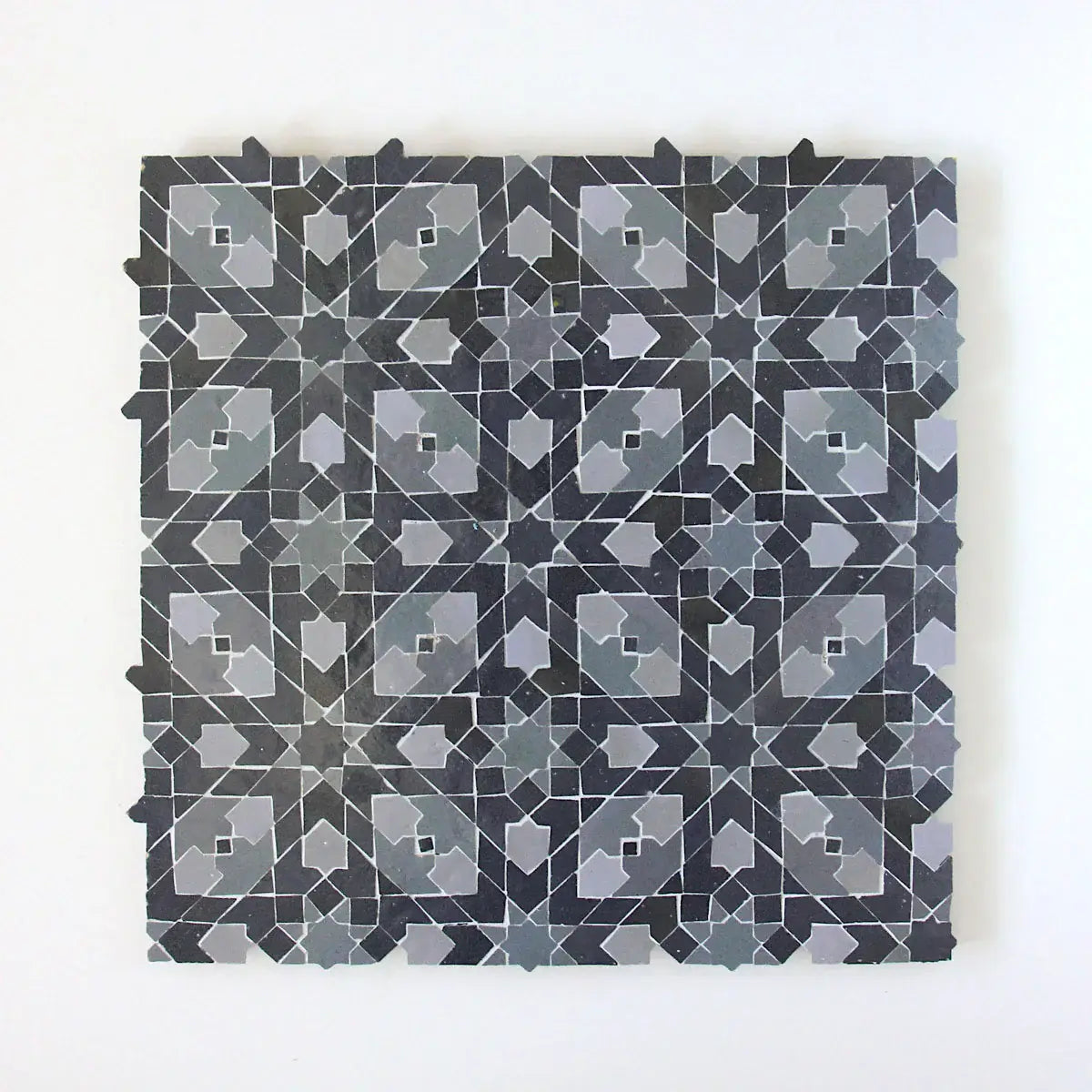 Powder, Ash Grey & Dark Grey - Moroccan Zellige Snowflake Mosaic by Tilesofezra