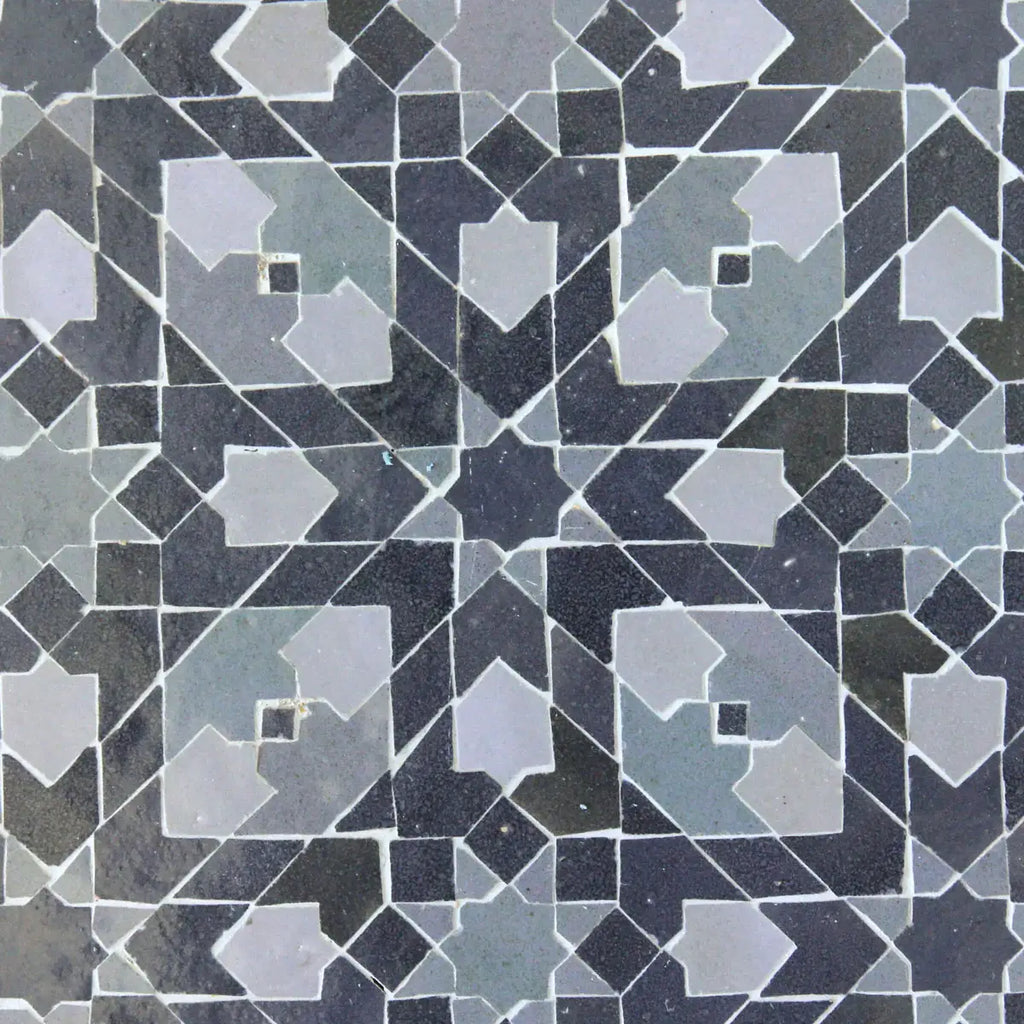 Powder, Ash Grey & Dark Grey - Moroccan Zellige Snowflake Mosaic by Tilesofezra