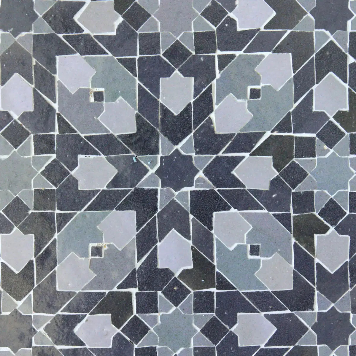 Powder, Ash Grey & Dark Grey - Moroccan Zellige Snowflake Mosaic by Tilesofezra
