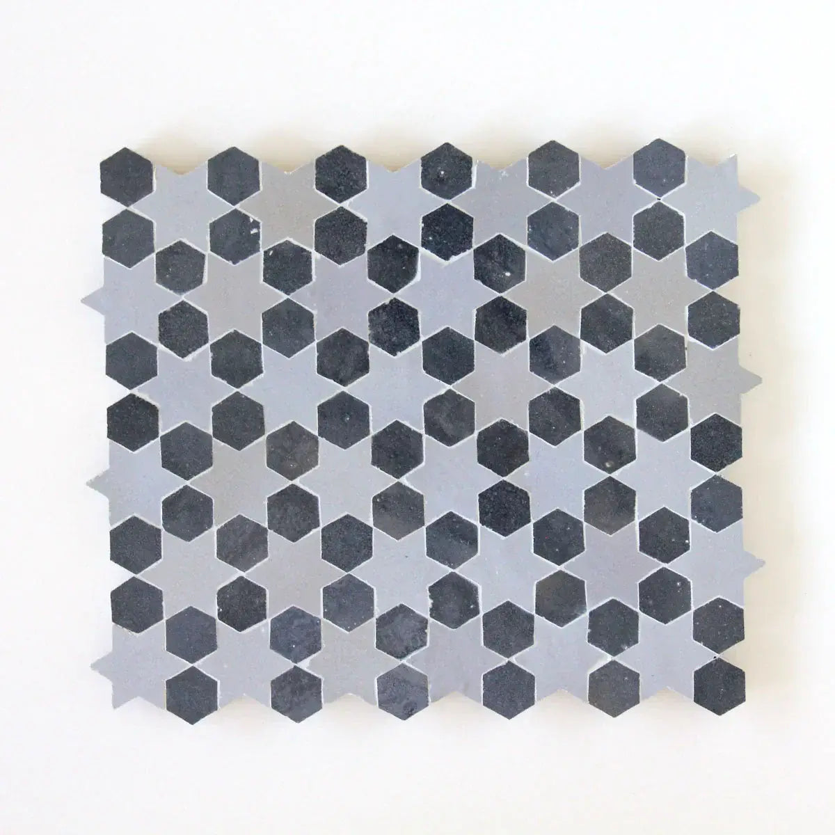 Powder & Dark Grey - Moroccan Zellige Star Mosaic by Tilesofezra