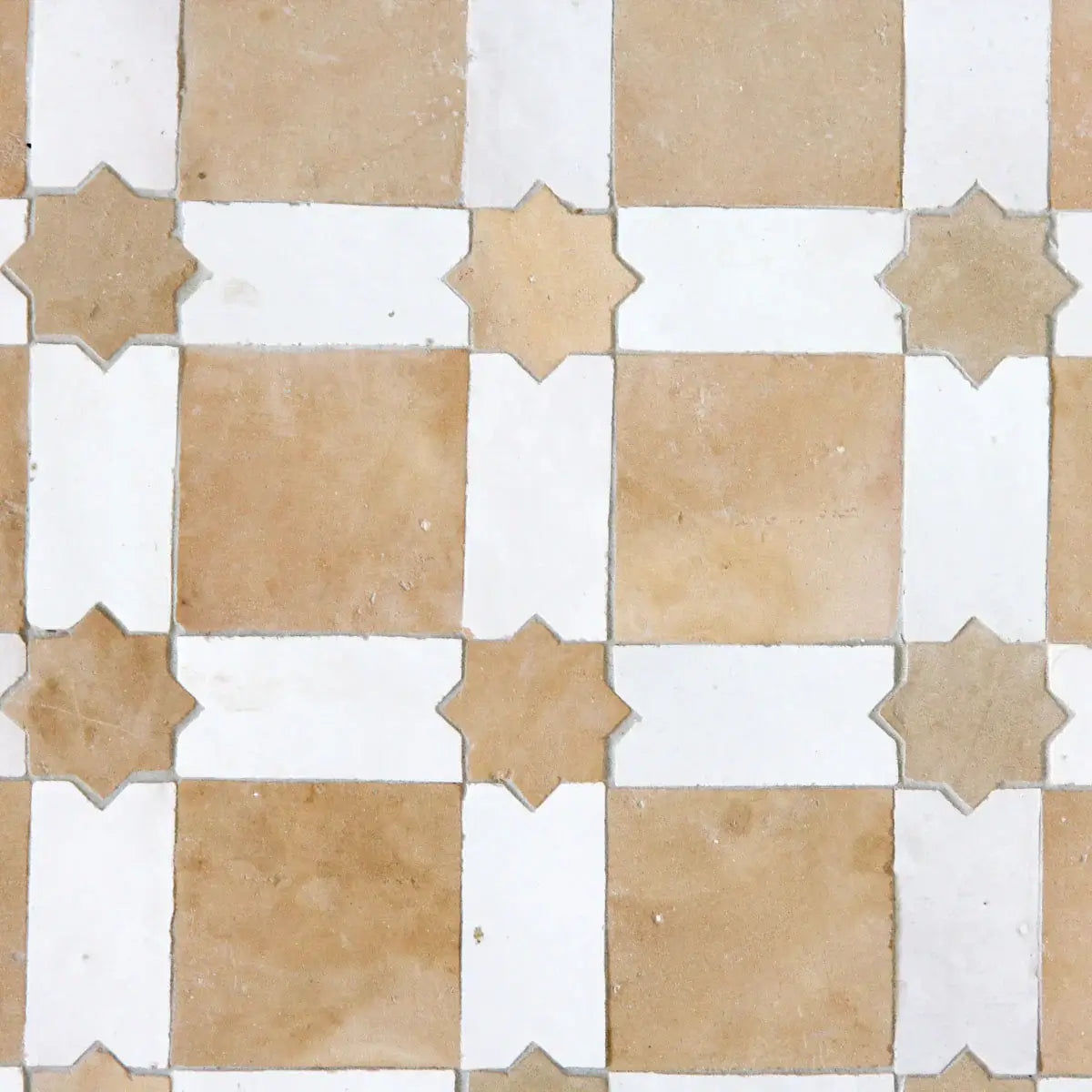 Clay & Snow - Star & Checkerboard Mosaic 12"x12" by Tilesofezra