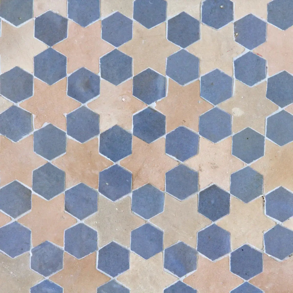 Clay & Clear Sky - Moroccan Zellige Star Mosaic by Tilesofezra