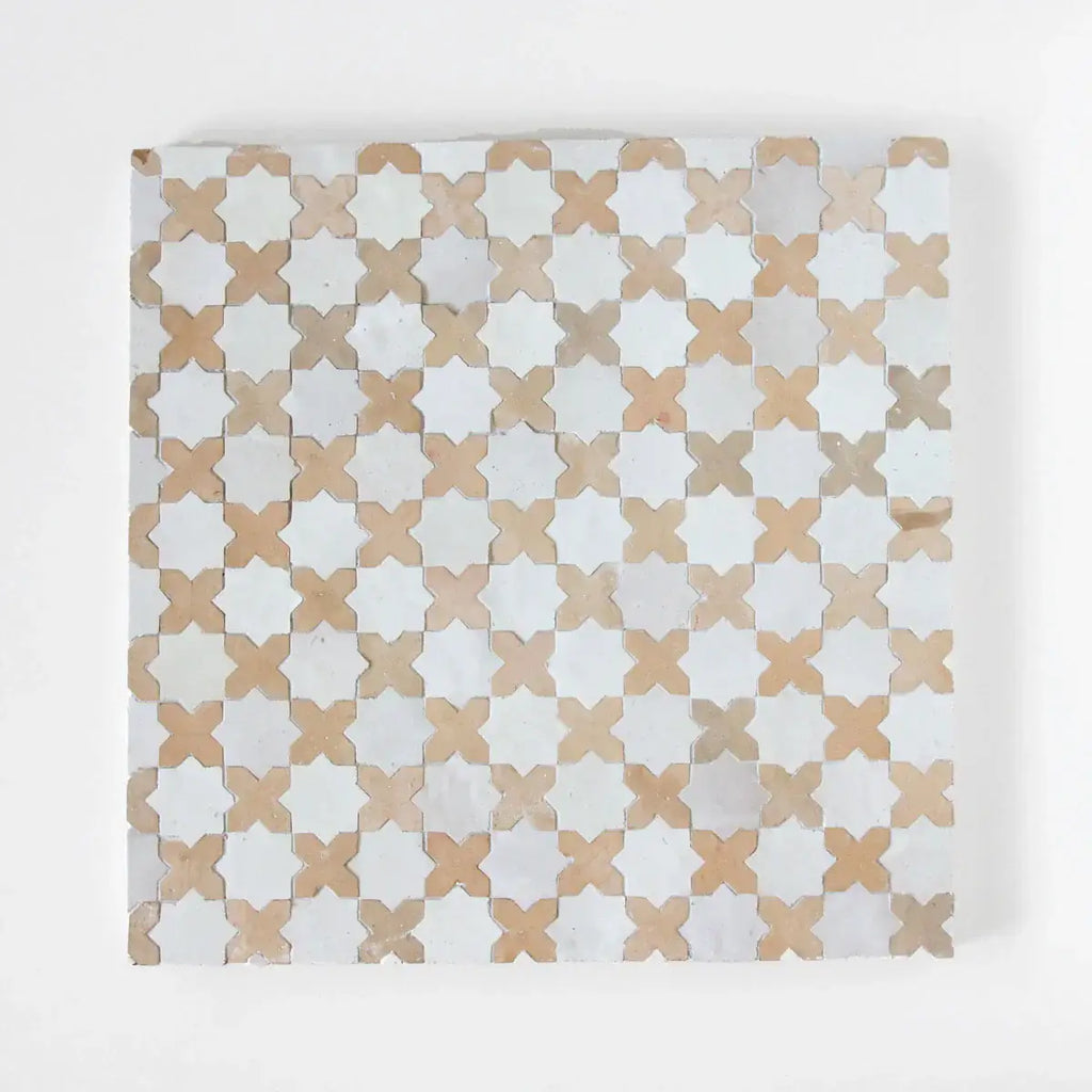 Clay & Snow - Star & Cross Mosaic 12"x12" by Tilesofezra