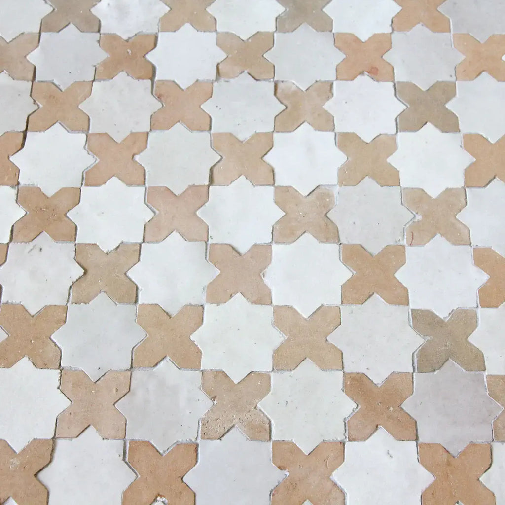 Clay & Snow - Star & Cross Mosaic 12"x12" by Tilesofezra