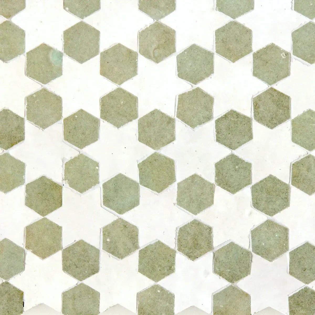 Snow & Avocado - Moroccan Zellige Star Mosaic by Tilesofezra