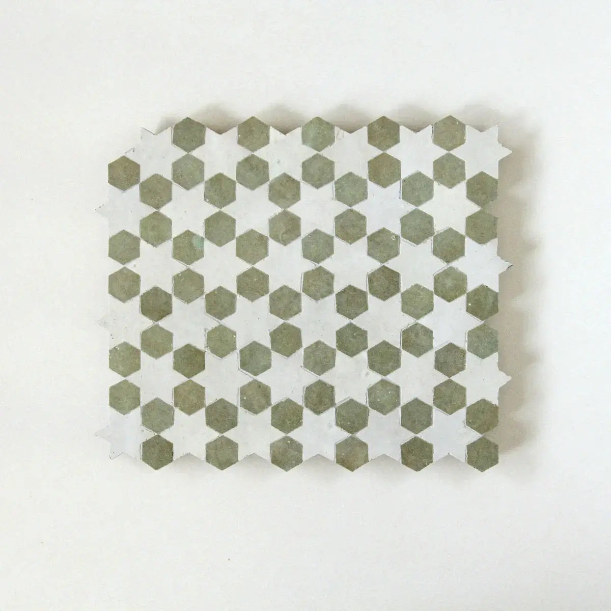 Snow & Avocado - Moroccan Zellige Star Mosaic by Tilesofezra