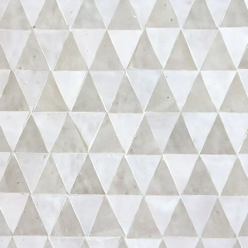 Snow & Dust - Tulum Triangle Moroccan Zellige Mosaic by Tilesofezra